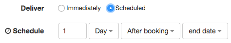 Email notification scheduling in Checkfront for 1 day later
