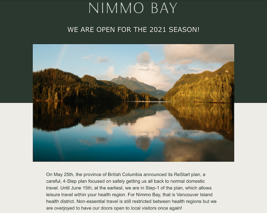 Example of Nimmo Bay Newsletter