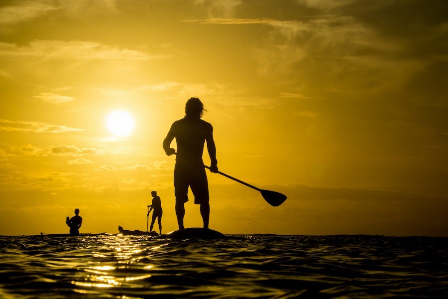 how to run a rental business example of paddle boarders on ocean at sunset