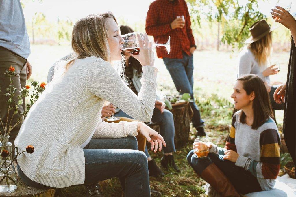 Friends enjoying a wine tasting