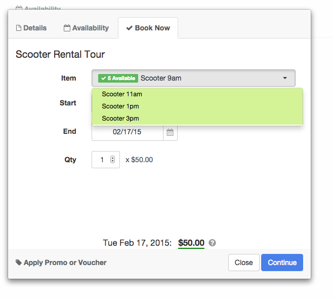 Product grouping on Checkfront booking page