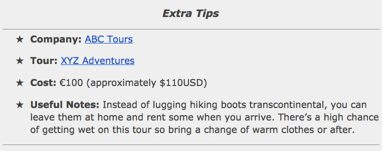 Bloggers extra tips about ABC tours