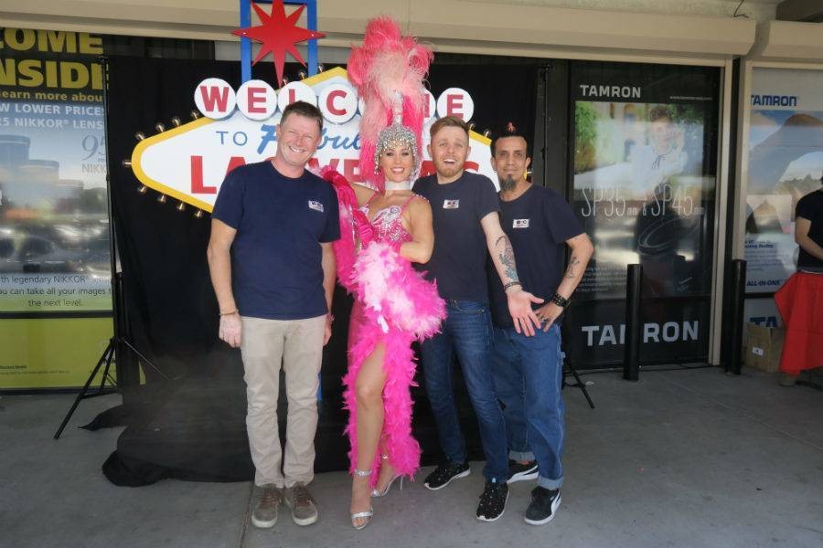 Joe Dumic, Prince Beverly and fellow employee with Las Vegas showgirl