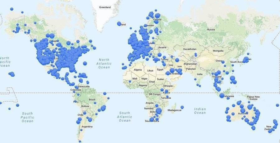 Checkfront customer map all over the world