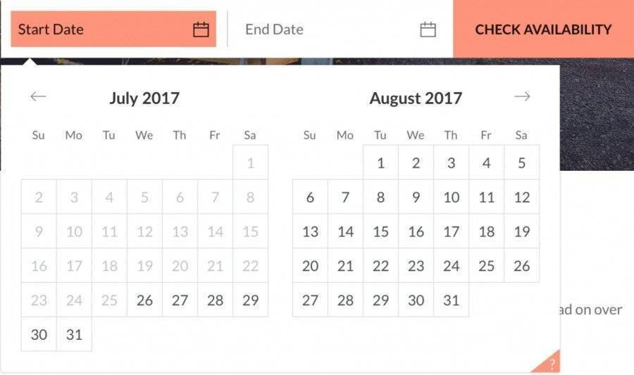 Booking calendar for accommodations
