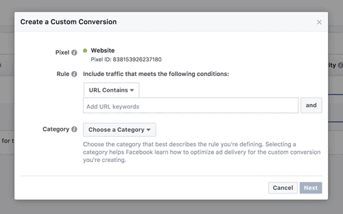 Create a custom conversion on Facebook