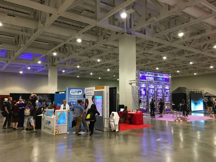 Escape room booths at 2018 conference