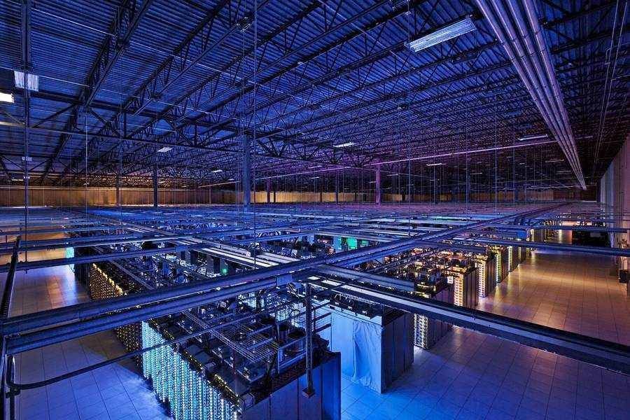 Giant server room in warehouse