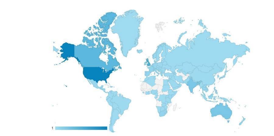Google Analytics map to see where guests are from