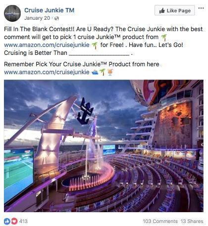 Cruise Junkie contest offering a prize for people who comment on the post