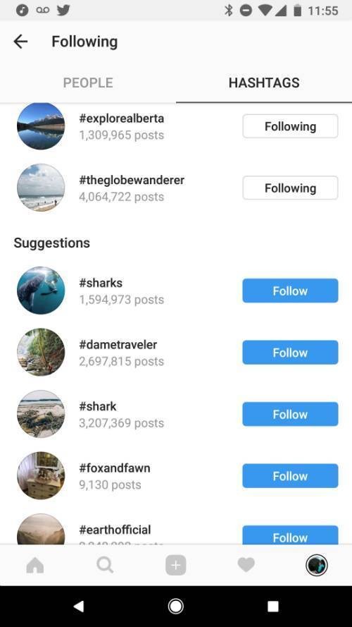 List of Instagram hashtag follow suggestions