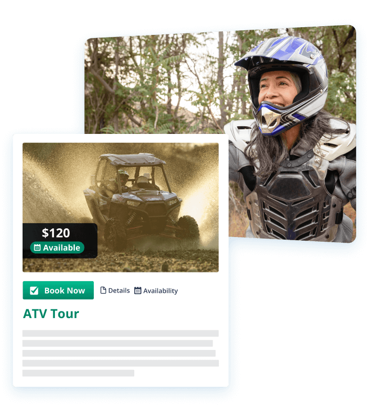 booking widget mock with ATV tour photo