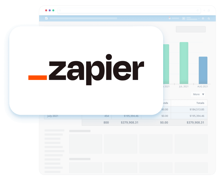 zapier logo and app mock up in browser window